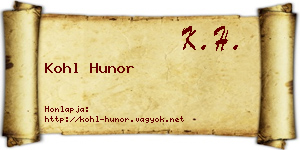 Kohl Hunor névjegykártya